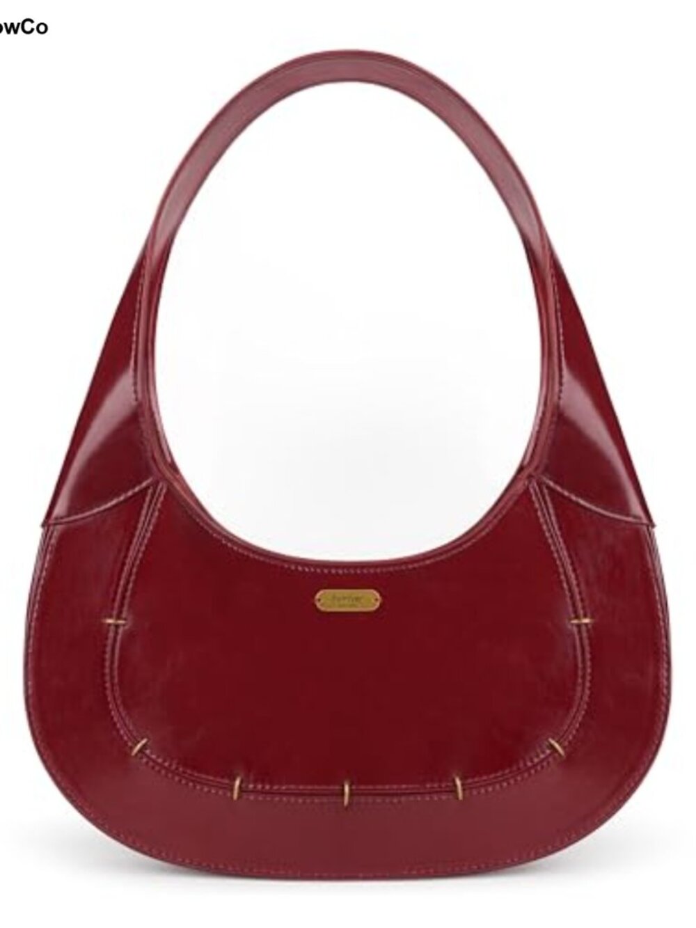 Women's Small Crescent Shoulder Bag PU Leather Zipper Purse